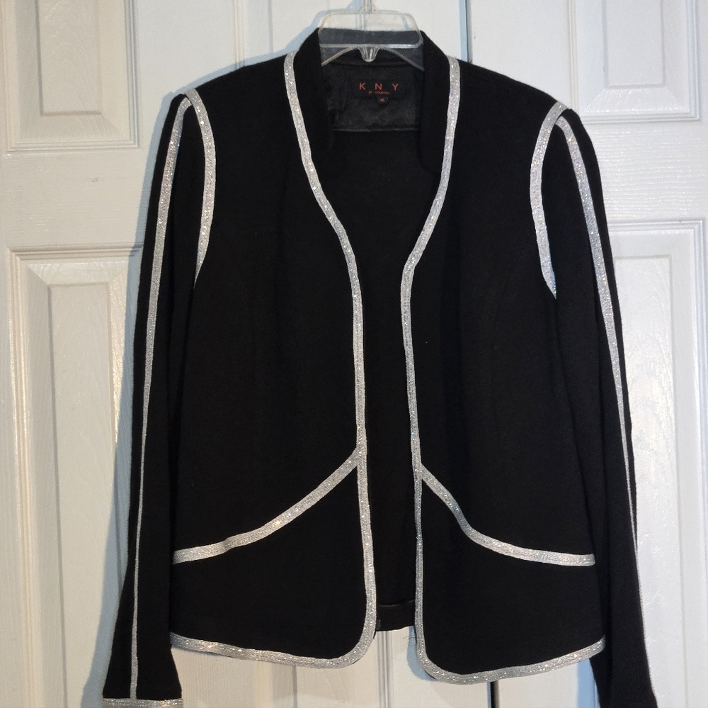Black Glitter Trim Party Blazer 16
